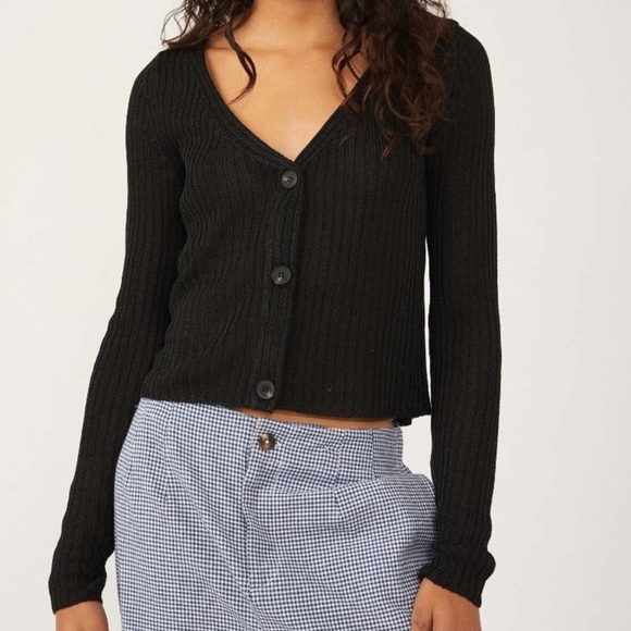 Free People Game On Cardigan — Black - Picture 2 of 9